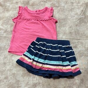 Carter's Pink Top and Striped Skirt Set